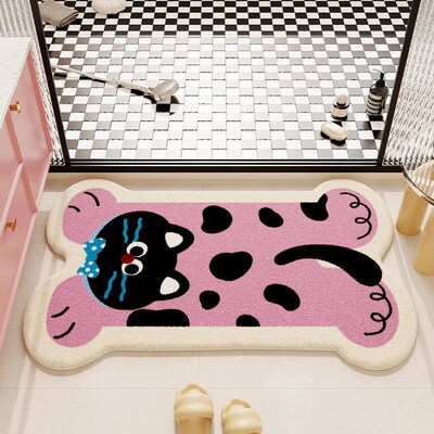2025 new plush cartoon bathroom floor mat toilet carpet thic