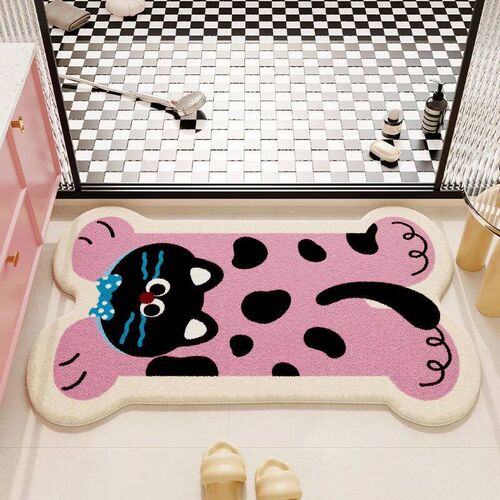 2025 new plush cartoon bathroom floor mat toilet carpet thic