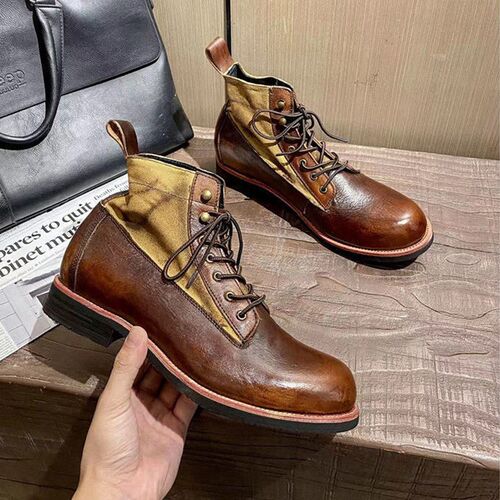 6079 Japanese Retro Umbrella Motorcycle Ankle Boots Wornout