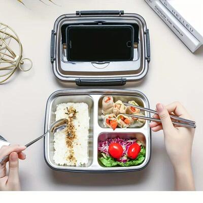 Easy-Clean Bento Container For Students & Office Workers,Lea
