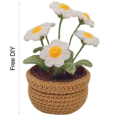 Handmade DIY Tulip Flowers Plant Potted Crochet Knitting Kit