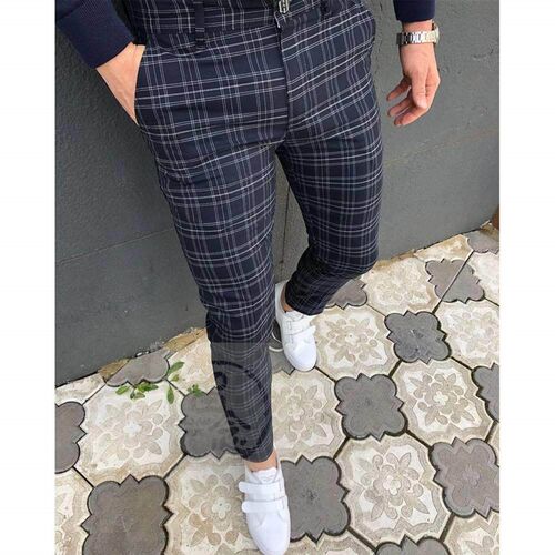 -New Check Double Stripe Casual Pants Mens Casual Pants