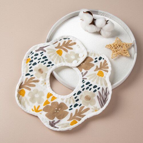 Baby Petal Bib 100 Cotton Waterproof Thickened Winter Gauze