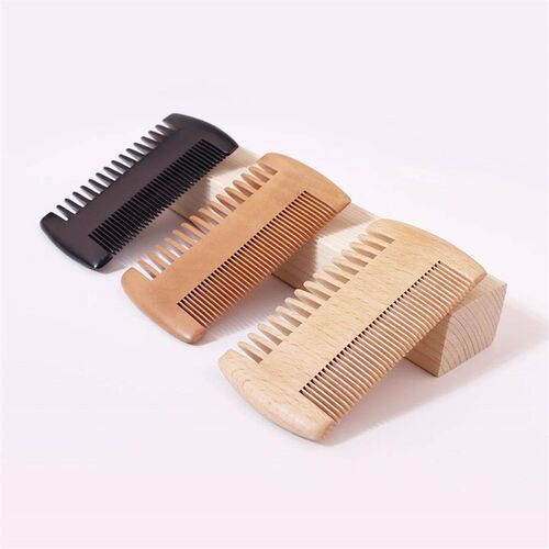 Double sided wood beard comb 1pc, beard and cheek double-sid