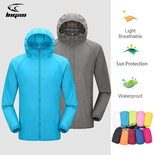 Camping Rain Jacket Men Women Waterproof Sun Protection Clot