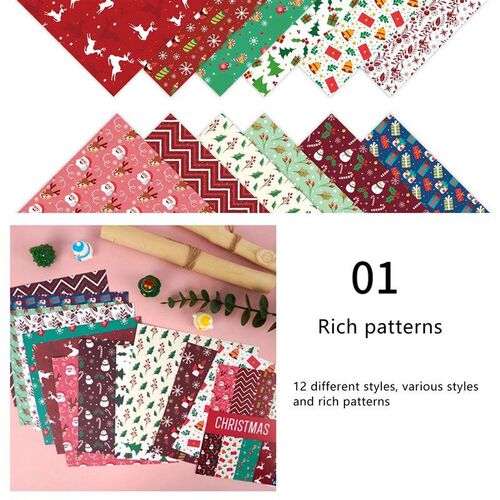 12 Sheet Merry Christmas Scrapbook Paper Pad Plaid Snowflake