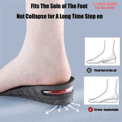 Height Increase Insoles for Men Women Elevator Shoes Cushion