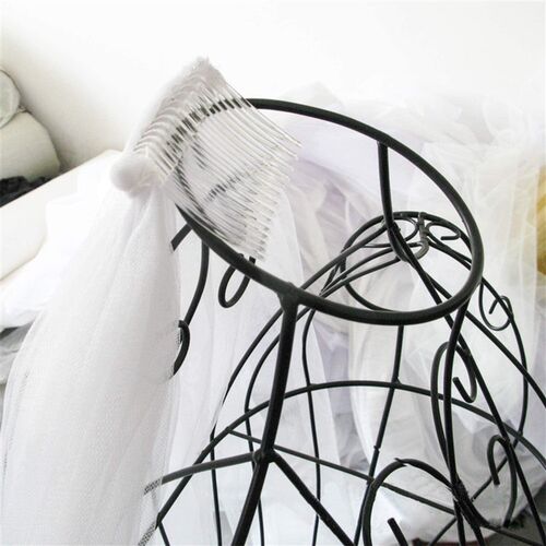 Bridal Veil Womens Simple Short Ribbon Edge Wedding Tulle w