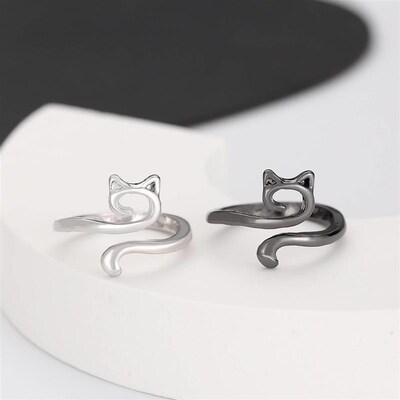 Opening Adjustable Fashion Animal Cat Ring Jewelry欧美猫戒指