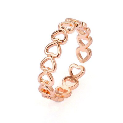 Creative Metal Finger Rings Adjustable Hollow Heart Rings fo