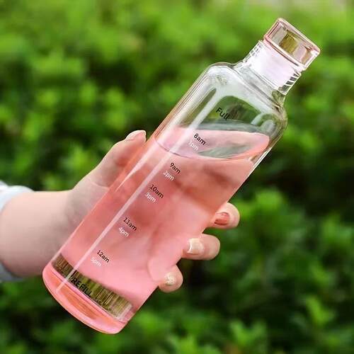 Leak proof BPA free water bottle with time marker - lightwei