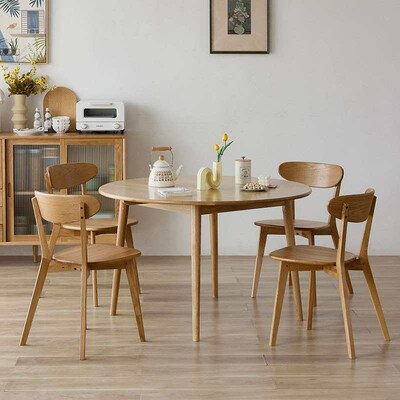 Nordic Solid Wood Round Table Household Small Apartment Whit