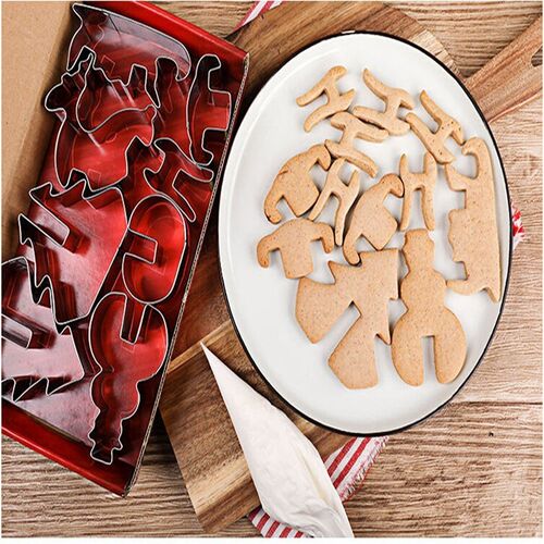 8pcs/set Stainless Steel Christmas Cookie Cutters 3D Cake Co
