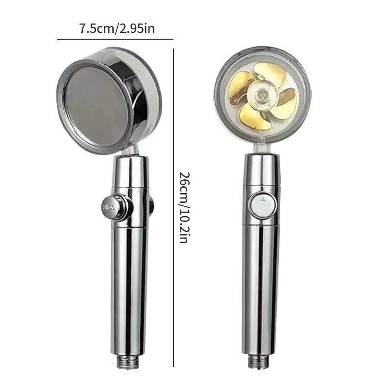 Pressurized Shower Head Water Saving 360 Rotating Twin Turbo