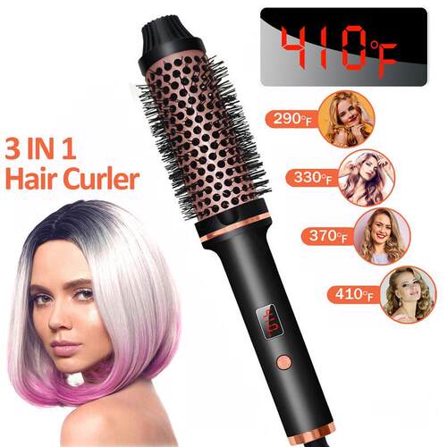 1.5Inch Heated Ceramic Curling Thermal Brush Hair stick comb