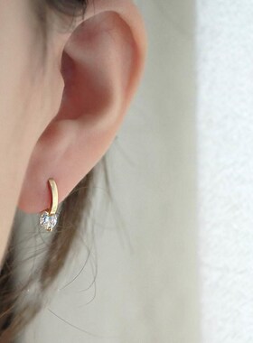 Silver Colour Classic Simple Shiny Zircon Earrings Gold