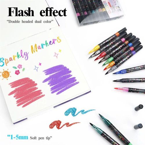 12 Colors Acrylic Paint Pens Dual Tip Dual Colors Markers Pa