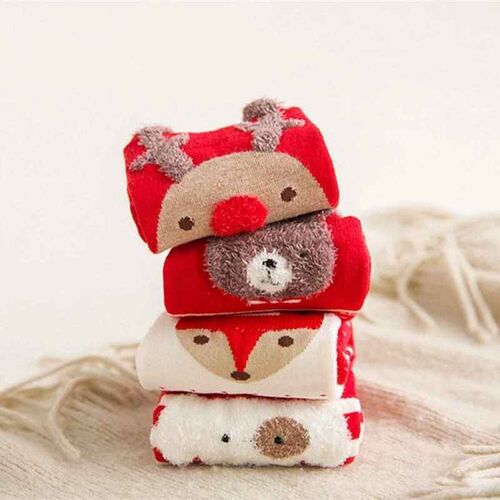 Christmas Elk Womens Socks Xmas Colorful cotton red socks