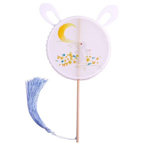 Chinese Style Hanfu Fan Cute Rabbit Ear Print Round Fan for