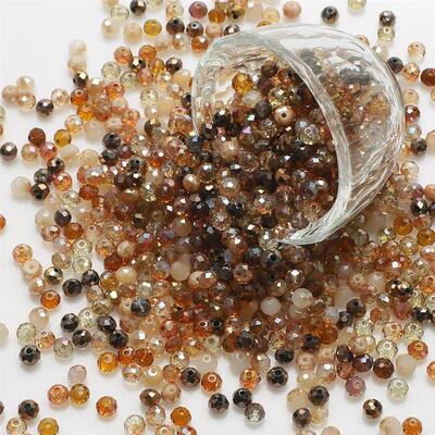 500Pcs/Lot 4MM Crystal Glass Faceted Loose Spacer Brown Roun