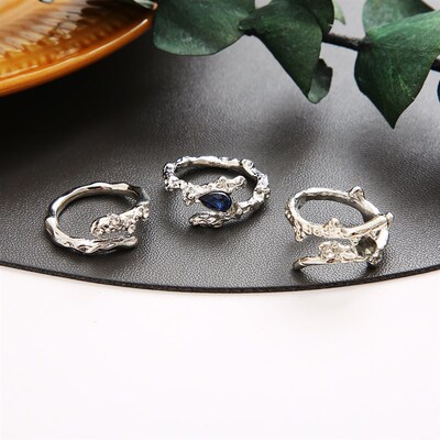 Womens Vintage Rings女士复古戒指刻花指环时尚轻奢个性指环