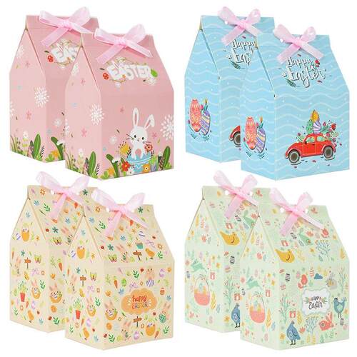 12pcs House Shape Easter Gift Box Cartoon Rabbit Egg Candy C