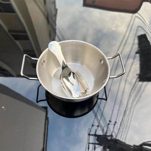 Korean-style stainless steel bowl with double handles, suita