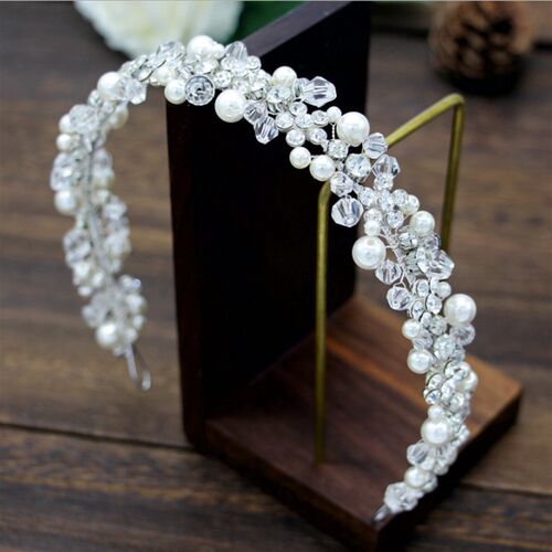 Bridal Bridesmaid Flower Girls Diamante Crystal Pearl Headba