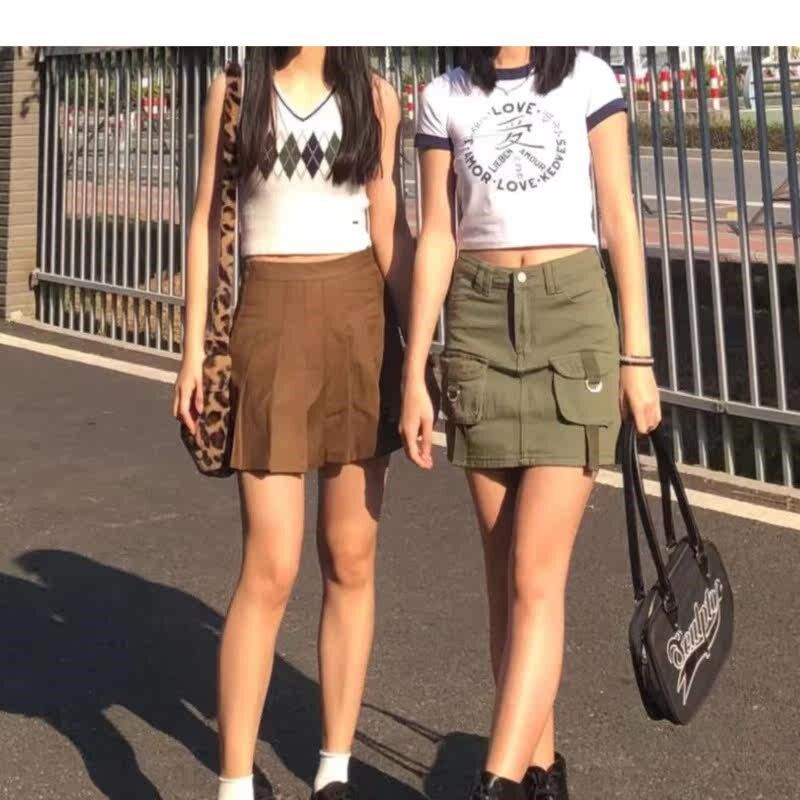Summer Military Green Mini Skirt Spice Girl nd Pocket Short图片
