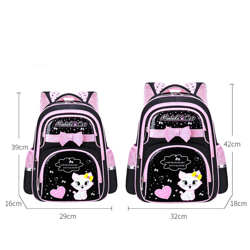 Korean Primary PU Leather School Bag Fashion Girls Orthopedi - 实物图