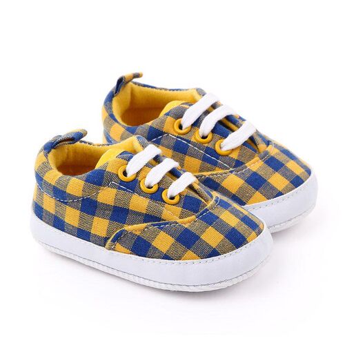 Spring Autumn 01YearOld Baby Walker Shoes Plaid Front Tie Sh