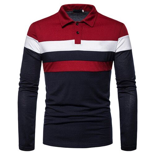 Fashion Men Long Sleeve  Shirt Splicing Tee Business Anti-wr