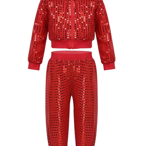 Kids Girls Boys Hip-Hop Jazz Stage Performance Costume Shiny