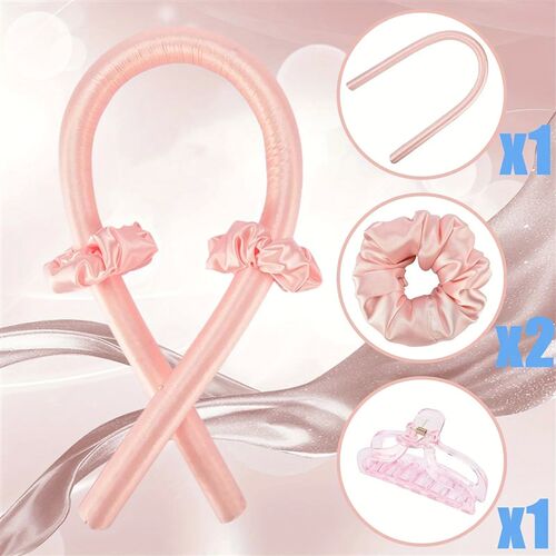 4-Piece Heatless Curling Rod Set Headband No Heat Silk Curls