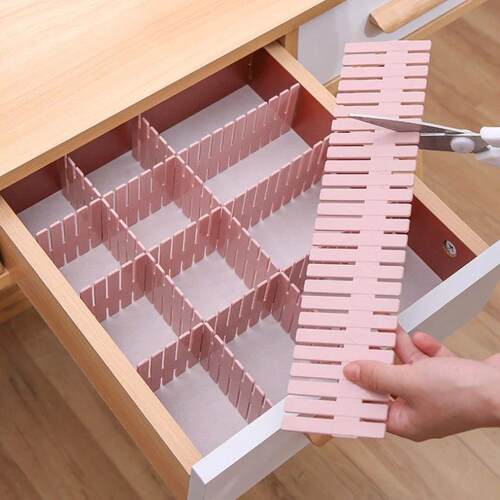 4Pcs Pink Divider Adjustable Household Storage Cabinet Combi