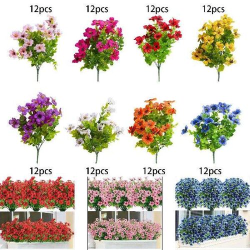 12x Artificial Flowers Lifelike Romantic Faux Plants for
