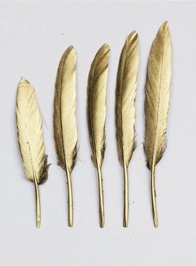 50pcs/bag Gold Plated Feathers 5-7inches for Christmas
