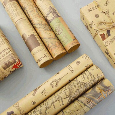 Retro Gift Wrap Present Wrapping Paper 复古风书皮礼品包装纸