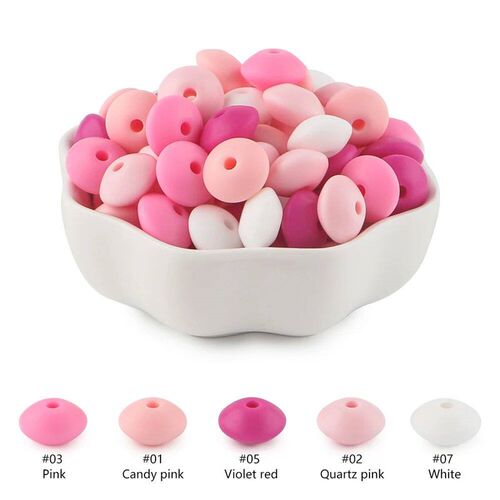 20Pcs/lot 12mm Lentil Silicone Beads Loose Spacer Bead Food