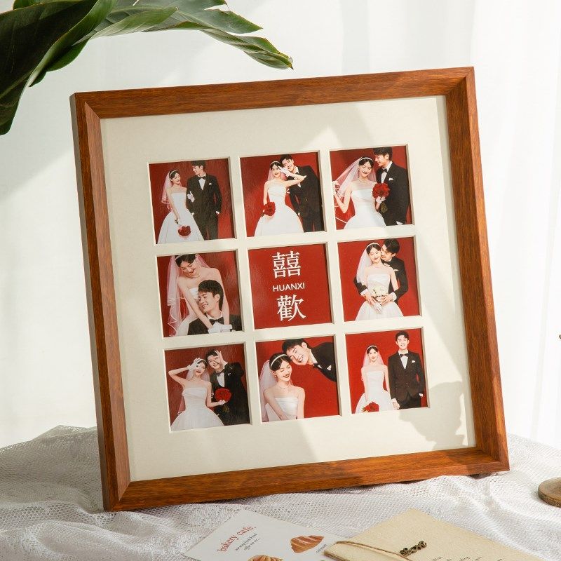 实木九宫格卡纸相框挂墙空框定制摆台金属四宫格画框洗照片儿童30,家居饰品,相框/画框,淘宝优惠券,粉丝福利购,淘宝优惠卷