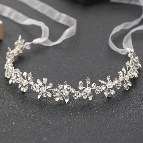 Silver Color Headbands For Women Bride Handmade Crystal Rhin