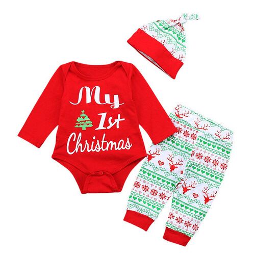 Girls Long Sleeve Letter Romper Set 3Piece Infant Clothing f