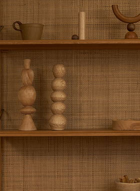 野作几何木雕艺术摆件抽象中古现代侘寂壁龛拍摄道具雕塑白蜡木