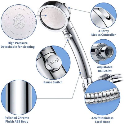 1 Set Detachable 3 Modes Setting Shower Head Handheld High P