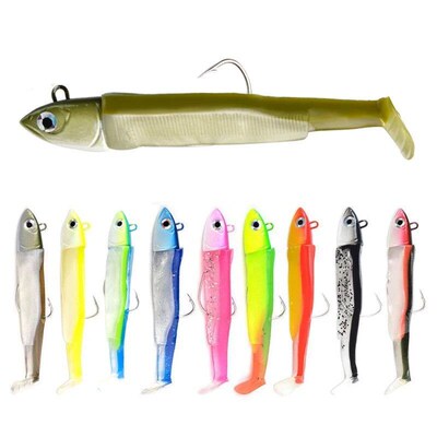 Black minnow jig head fishing lure soft pike lure /12g/ 2 ba