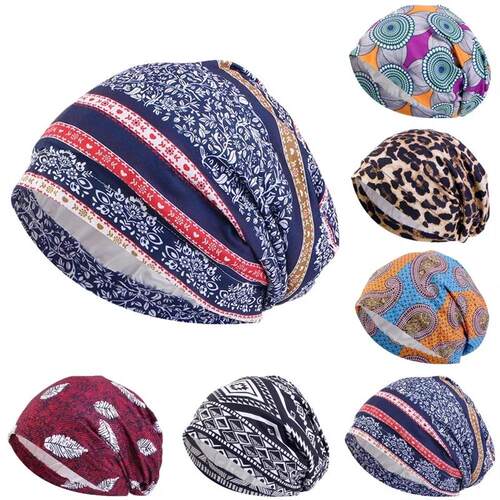 Women Men Turban Beanies Chemo Cap Print Hair Loss Covers Ba