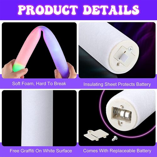 12/15/30/60Pcs/Lot Glow Sticks Bulk Colorful LED Foam Stick
