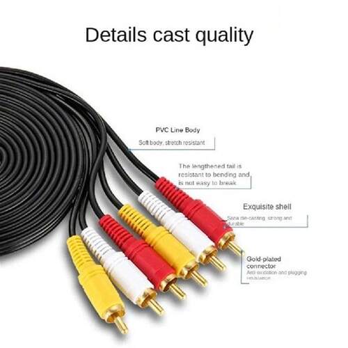 3 X Phono Male 3RCA AV Cable Adapter High-Fidelity Signal