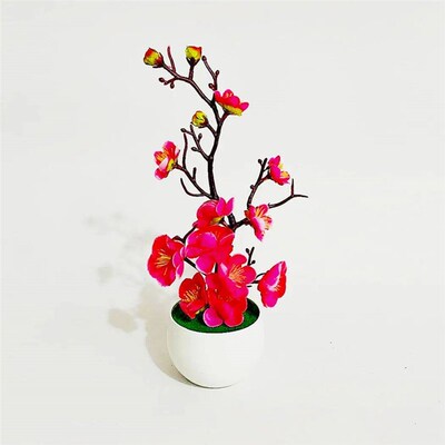 Bonsai Silk Flowers Plum Blossoms Artificial Plant Fake Flow