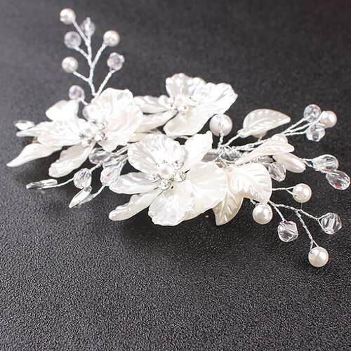 Bridal Crystal Pearl Flower Hair Clip Floral Style Barrette
